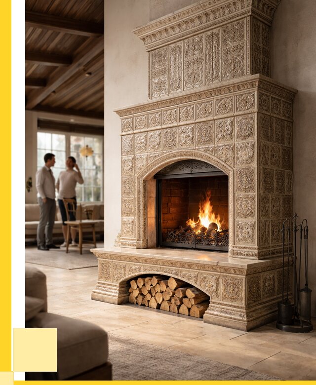 Купить изразцовый камин в Ухте от 253125 р. | ЭриданХта