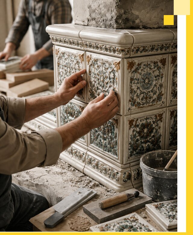 Изразцовые камины под ключ в Ухте: проект и монтаж