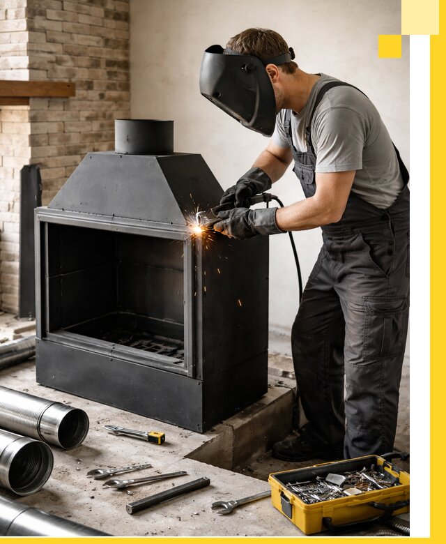 Продажа и установка металлических каминов в Ухте под ключ