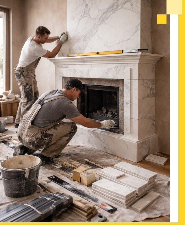 Отделка каминов в Ухте качественные облицовочные работы