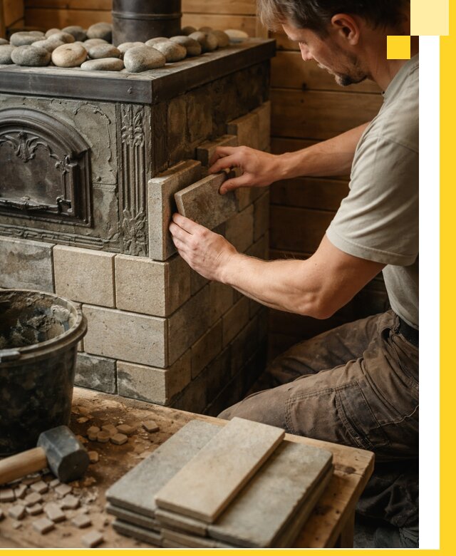 Облицовка банных печей в Ухте профессиональная отделка