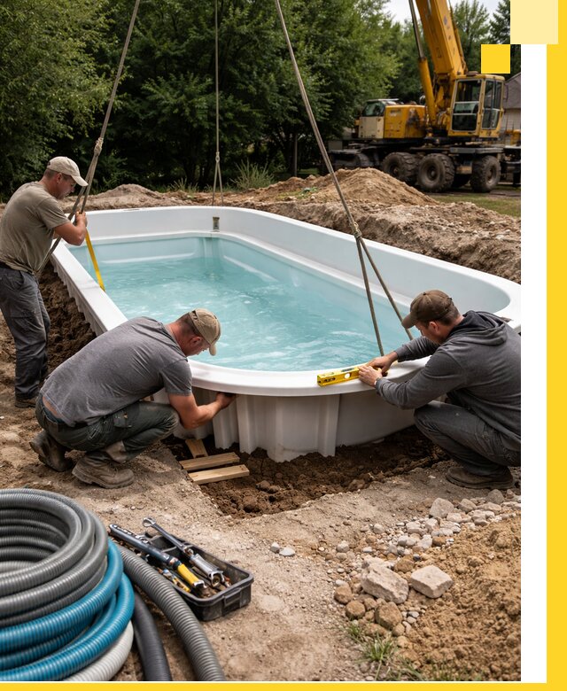 Установка и монтаж композитных бассейнов под ключ в Ухте