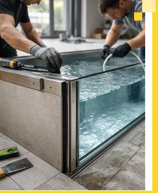 Проектирование и монтаж стеклянных бассейнов в Ухте