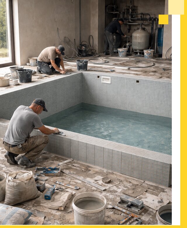 Строительство и монтаж бассейнов в помещении в Ухте