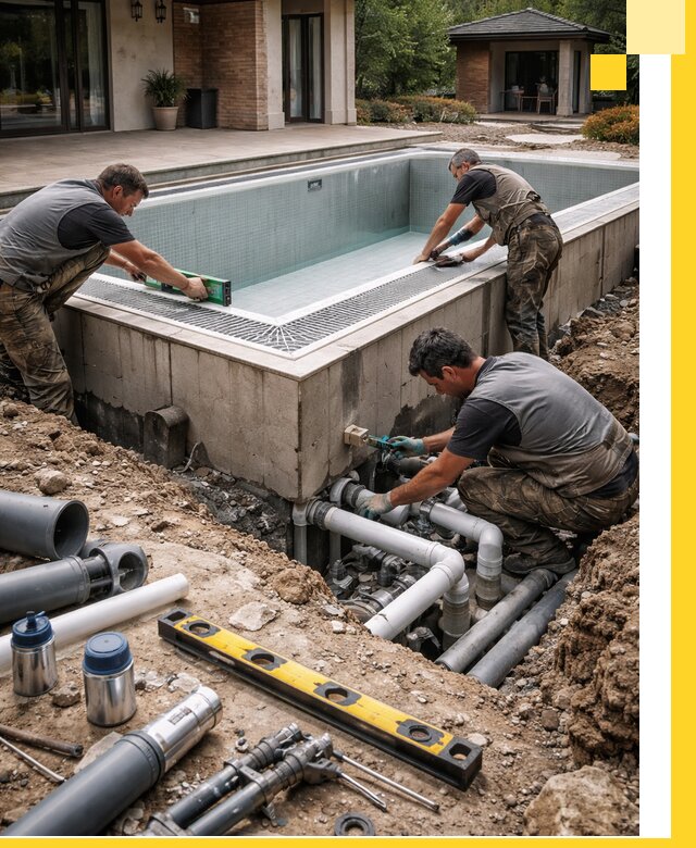 Строительство переливных бассейнов в Ухте под ключ