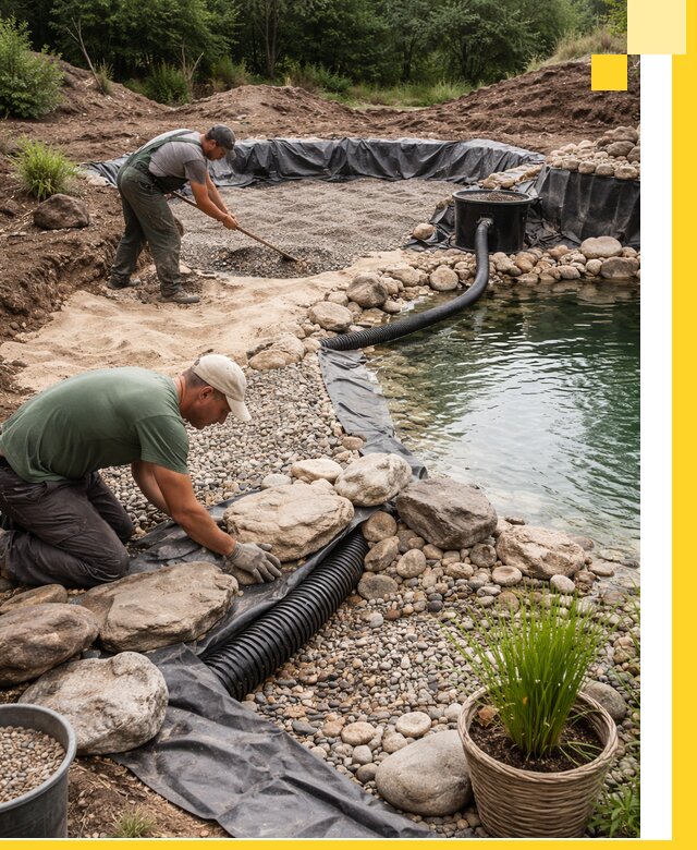 Строительство природных бассейнов и озер в Ухте под ключ