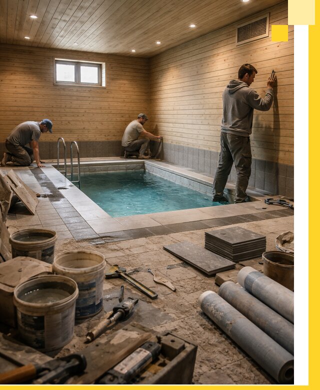 Строительство бани с бассейном и сауной под ключ в Ухте