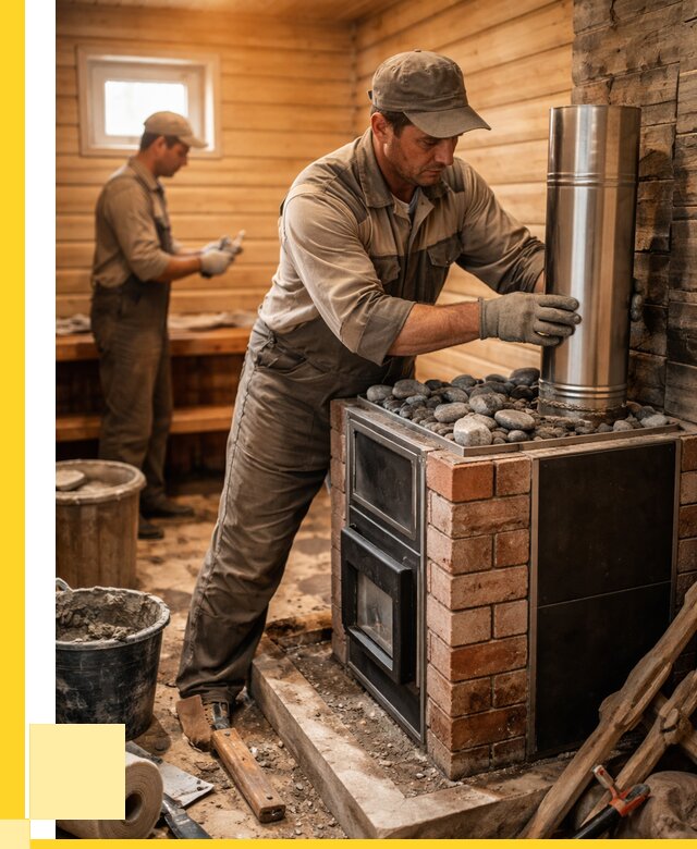 Монтаж печи в бане под ключ в Ухте от 20250 р. | ЭриданХта