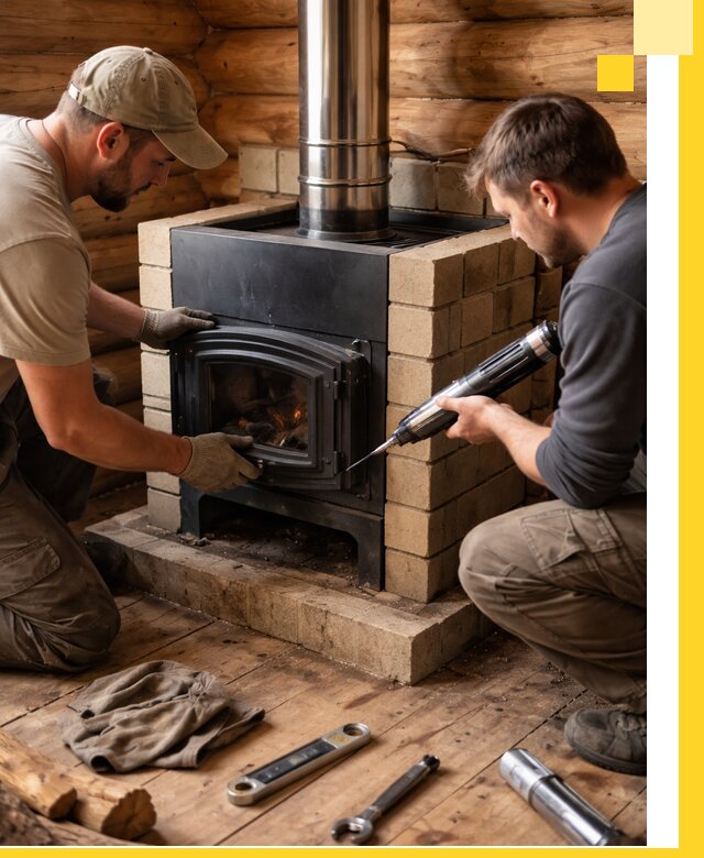 Монтаж и установка печи в бане под ключ с гарантией в Ухте