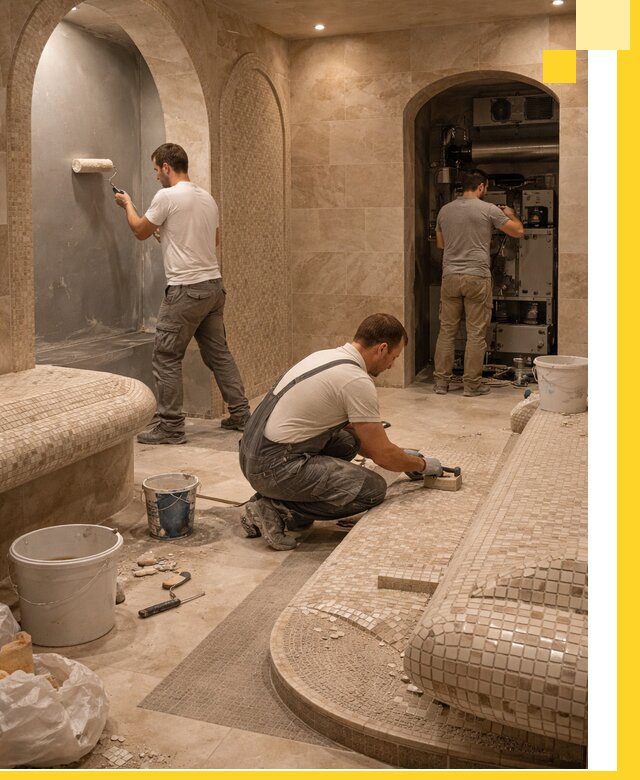 Строительство бани с хамамом и бассейном под ключ в Ухте