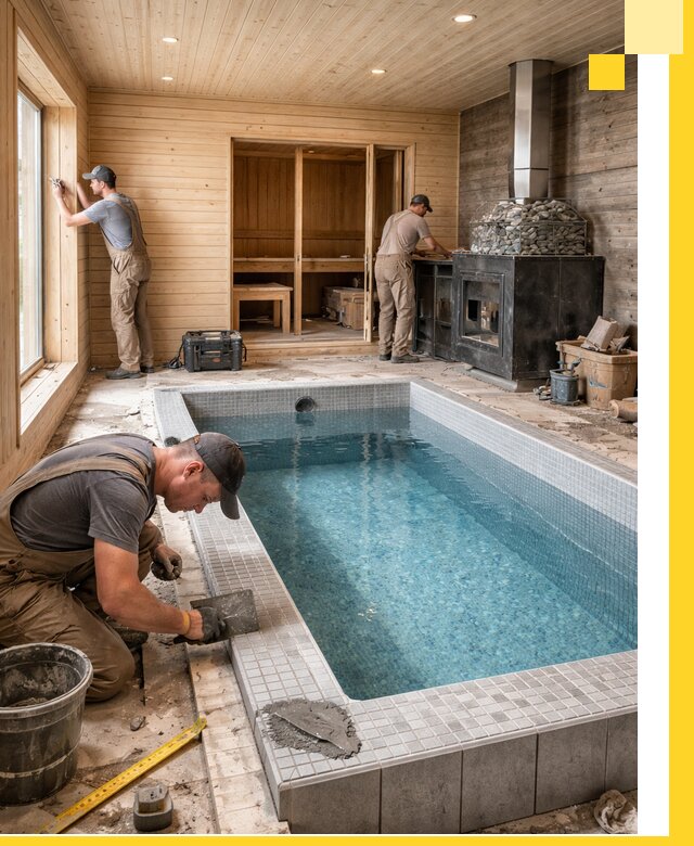 Проект бани с бассейном и сауной в Ухте под ключ