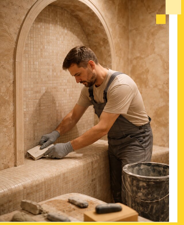 Профессиональная отделка хамамов с мозаикой под ключ в Ухте