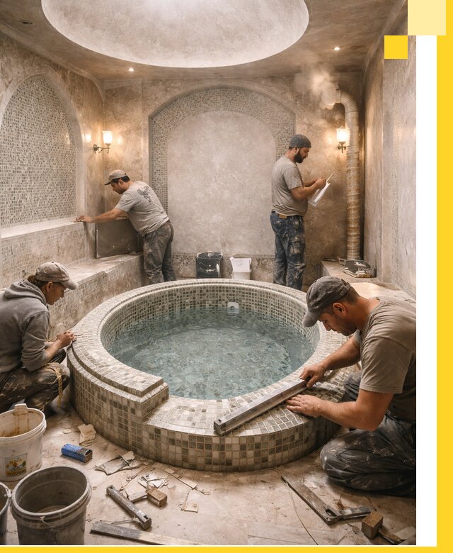 Профессиональное строительство хамама с бассейном в Ухте под ключ
