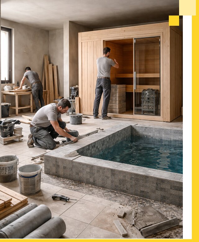 SPA зоны под ключ с бассейном сауной и печью в Ухте